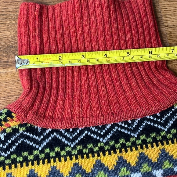 Y2K Vintg  Chunky Turtleneck Sweater Holiday Multicolor Rainbow Stripe Geometric - Picture 3 of 9